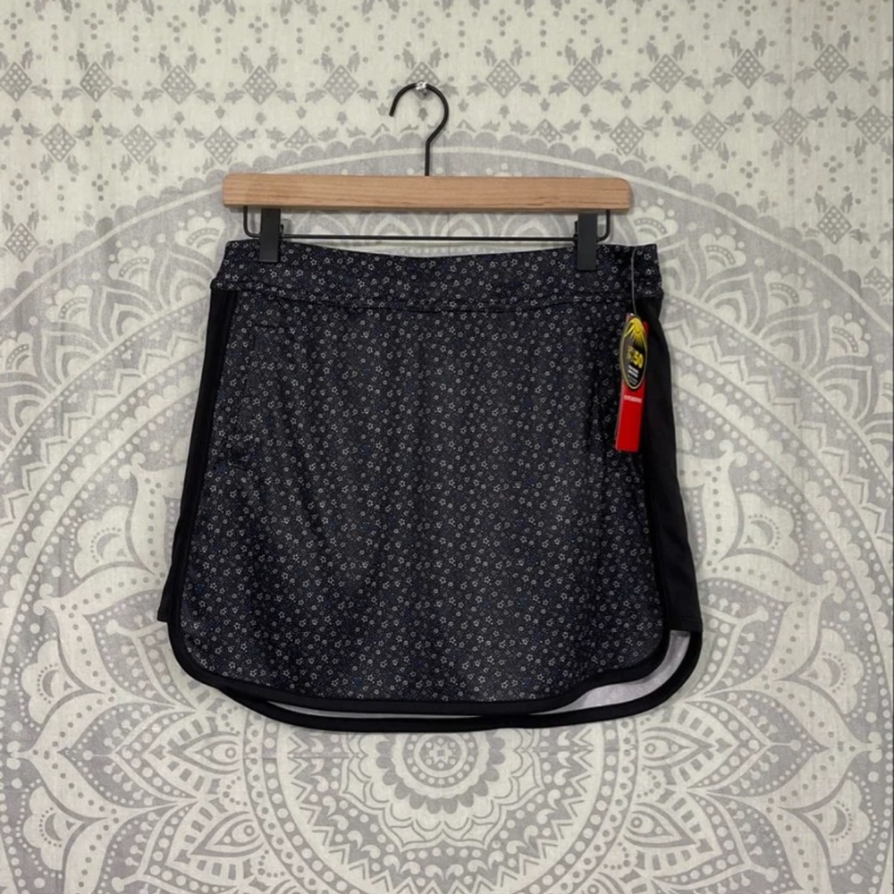 Nwt $65 PGA Tour Golf Tennis Workout Runing Skort Skirt Black Blue Floral Dots M